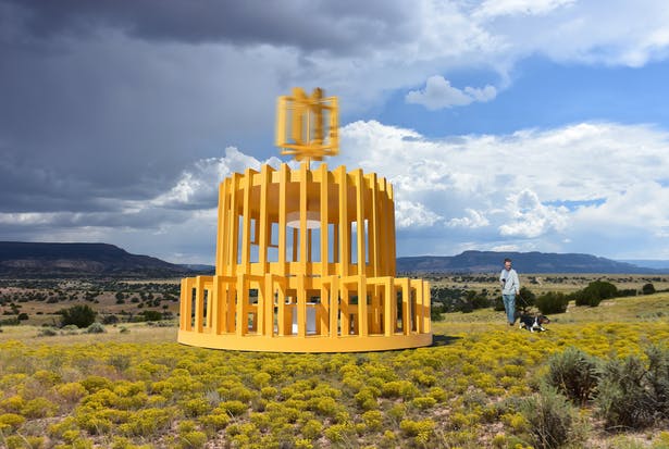 The Whirling Wind Turbine Pavilion by Michael Jantzen makes electricity from the wind for the local community