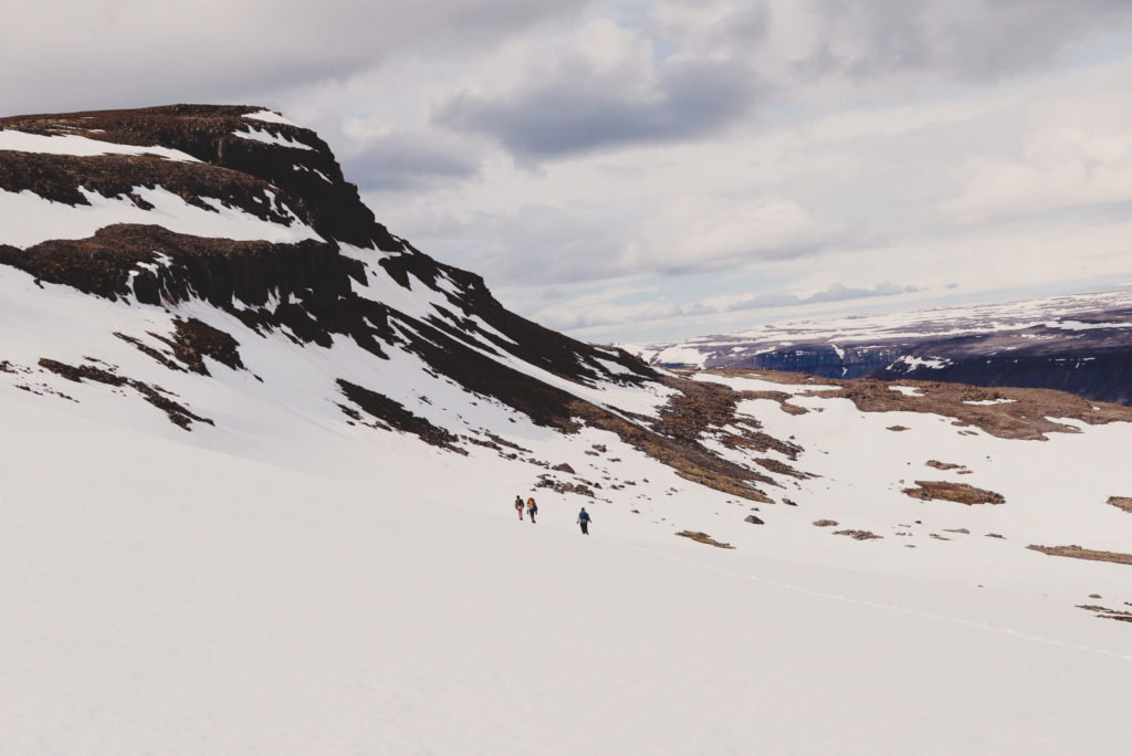 Snow covered mountains in Iceland's wild west fjords