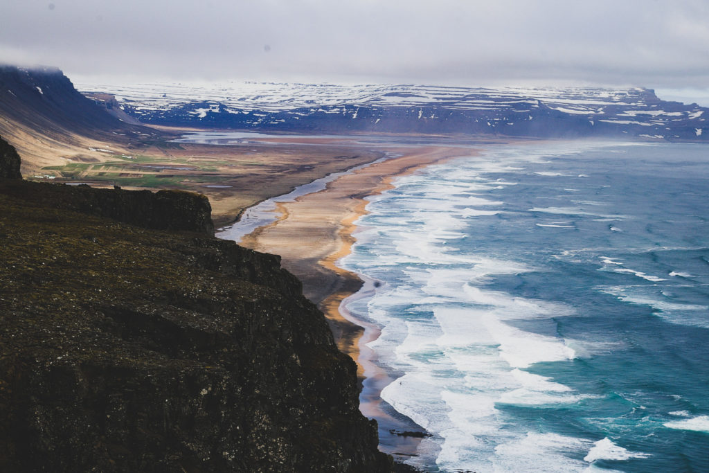 The rough Atlantic Ocean in Iceland's wild west fjords