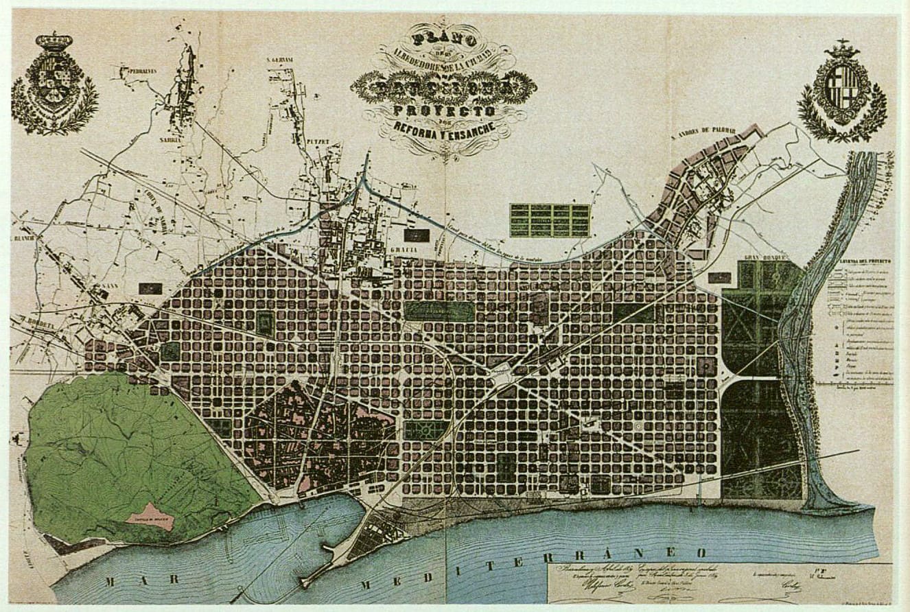 Cerdà's plan can be considered as the beginning go the Barcelona Superblock project.

Why is Barcelona build in squares?